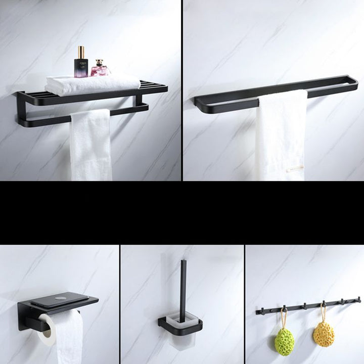 Lisslune | Modern Bathroom Hardware Set Bath Shelf Towel Bar Black Bath Hardware Set