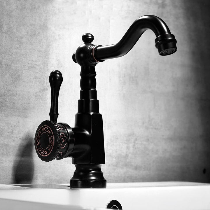 Lisslune | Glam Style Basin Faucet with Swivel Spout and Lever Handle