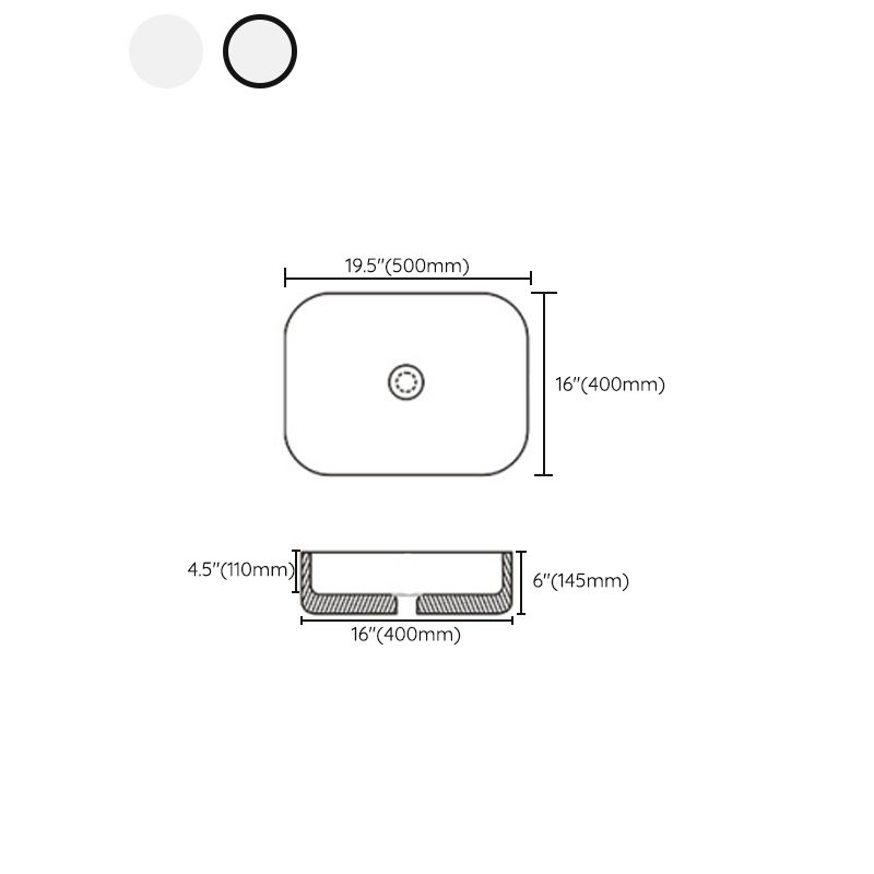 Lisslune | Contemporary sink with pop-up drain porcelain rectangular basin
