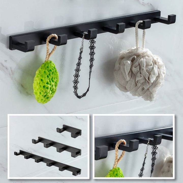 Lisslune | Modern Classic Bathroom Accessories Set in Stainless Steel Matte Black Bathrobe Hook/Towel Ring Bar