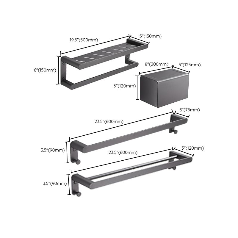 Lisslune | Modern Gray Bathroom Accessory As a Single Piece or As a Set Made of Metal