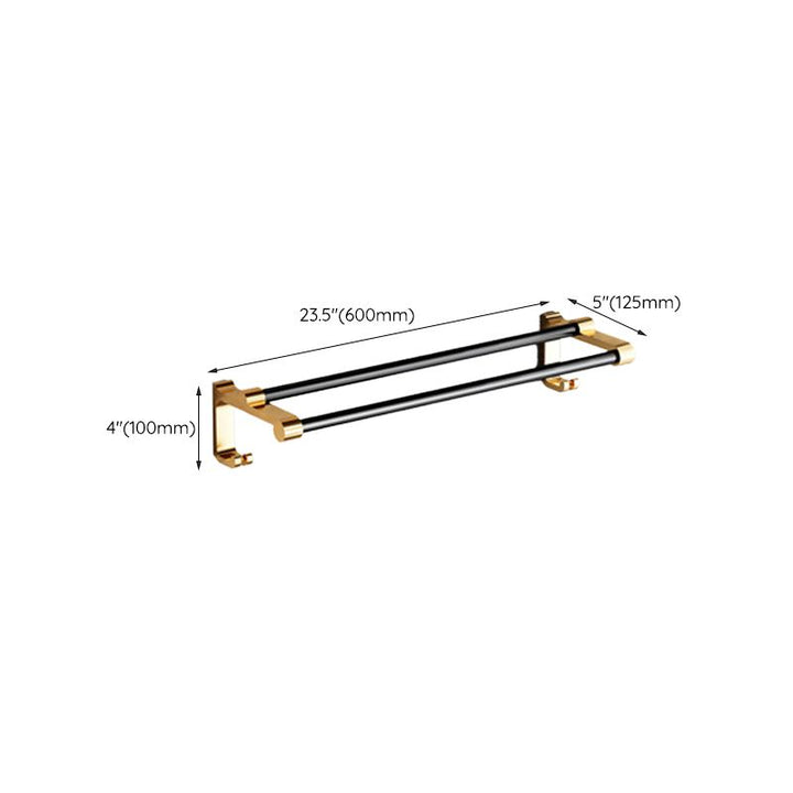 Lisslune | Modernism Bathroom Accessories Hardware Set Black & Gold Bathroom Shelf/Towel Bar
