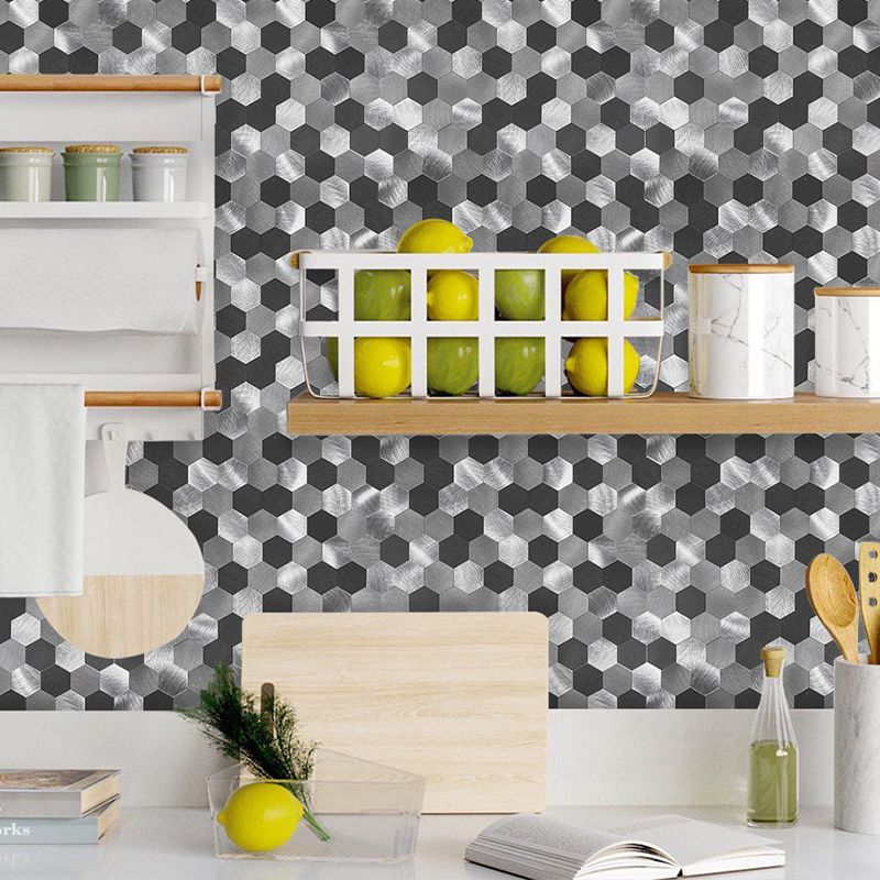 Lisslune | Hexagonal Mosaic Tiles Metal Peel and Stick Tiles for Kitchen and Bathroom, 11.8" x 11.8"