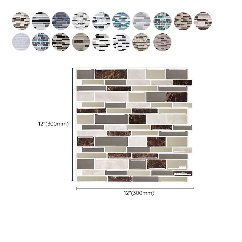 Lisslune | Peel and Stick Wall Tile Rectangle PVC Subway Waterproof Peel & Stick Tile 10-Pack