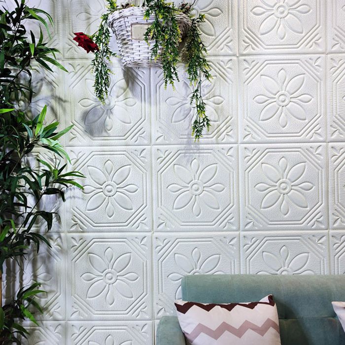 Lisslune | Modern Wall Panel Floral 3D Print Peel and Stick Waterproof Wall Panels