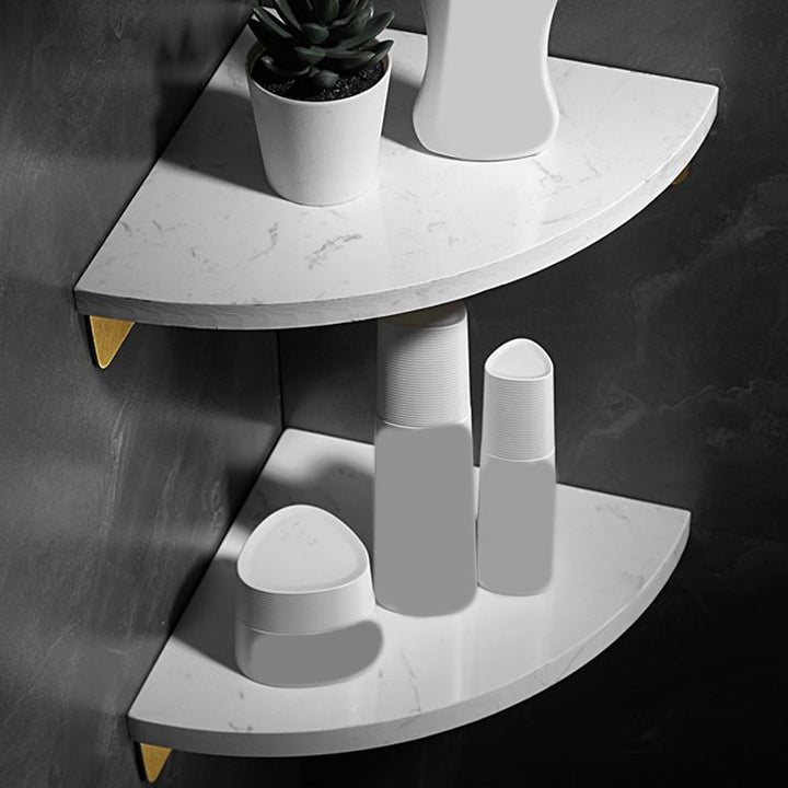 Lisslune | Marble 2-piece Bathroom Accessory Set Brushed Metal Bathroom Shelf