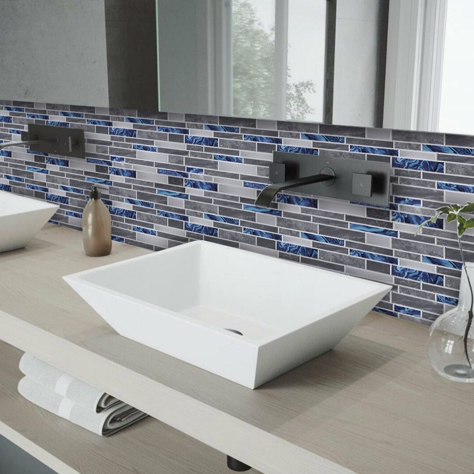 Lisslune | Peel and Stick Wall Tile Rectangle PVC Subway Waterproof Peel & Stick Tile 10-Pack