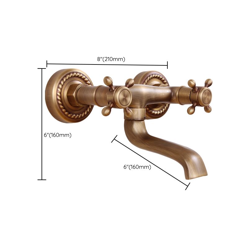 Lisslune | Traditional Wall-Mounted Metal Bathtub Filler Double Handles Waterfall Bathtub Faucet Trim