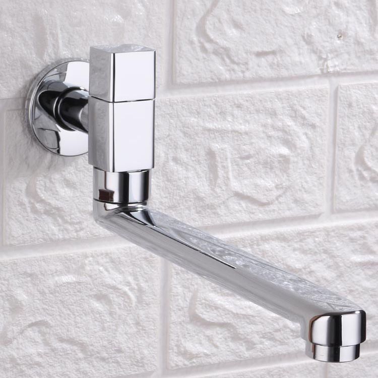 Lisslune | Contemporary Wall Mounted Bathroom Faucet Knob Handle Low Arc Swivel Solid Brass Faucet