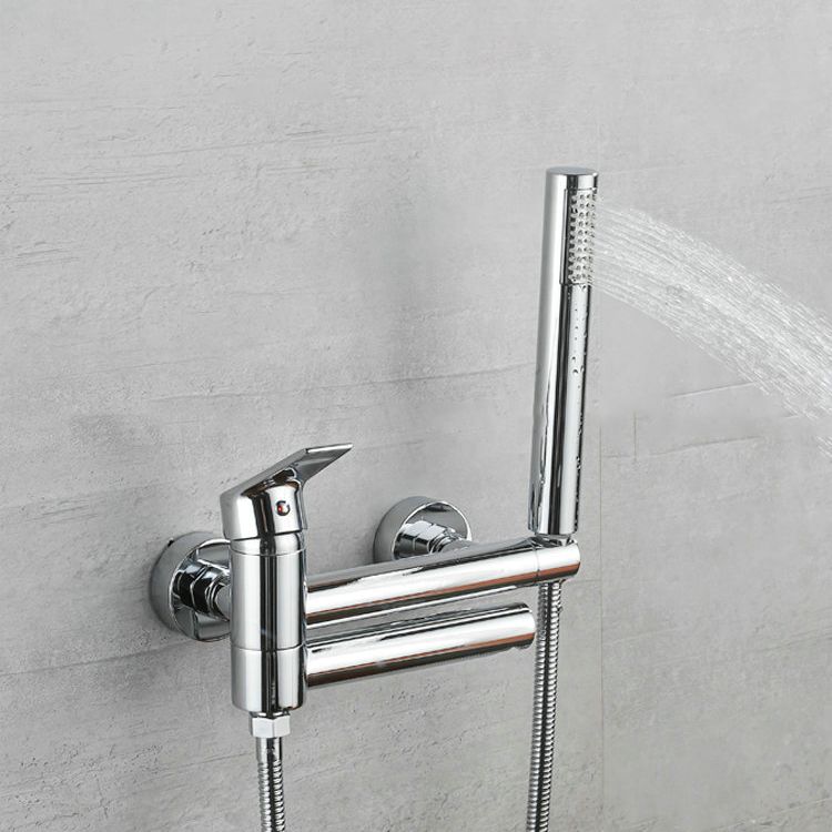Lisslune | Lever Handle Bathtub Faucet Wall Mount Shower Hose Swivel Spout Bathtub Filling with Hand Shower