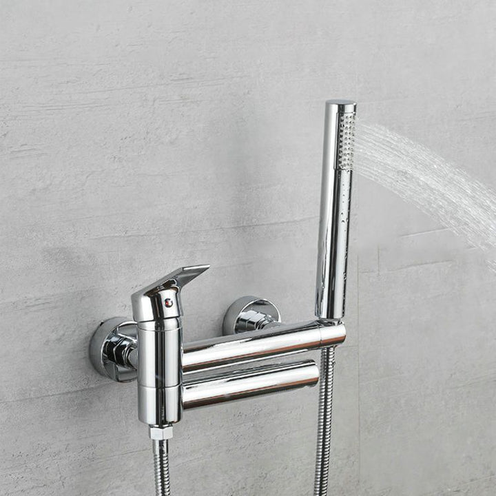 Lisslune | Lever Handle Bathtub Faucet Wall Mount Shower Hose Swivel Spout Bathtub Filling with Hand Shower