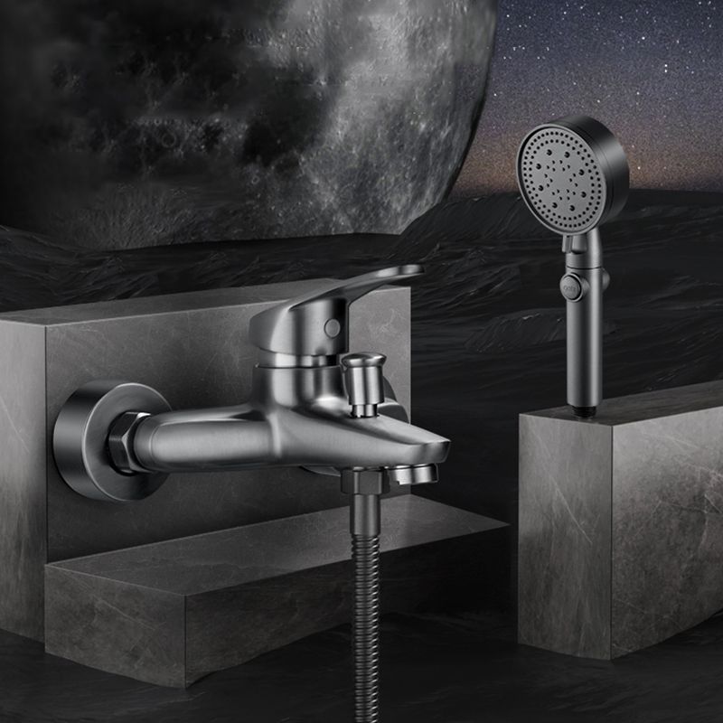 Lisslune | Bathtub filler wall mount hand shower single lever handle 2 holes low arc bathtub faucet with hose