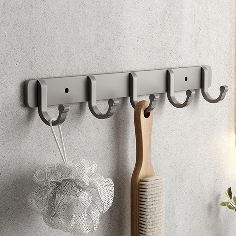 Lisslune | Gray contemporary bathroom accessory set Bathroom shelf/towel holder & bathrobe hook incl.