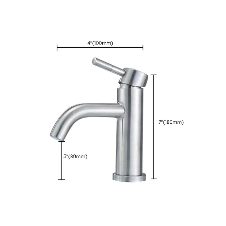 Lisslune | Stainless Steel Bathroom Faucet Chrome Lever Handle Sink Faucet with 1 Hole