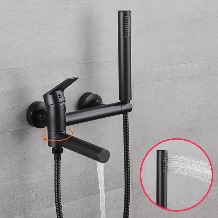 Lisslune | Lever Handle Bathtub Faucet Wall Mount Shower Hose Swivel Spout Bathtub Filling with Hand Shower