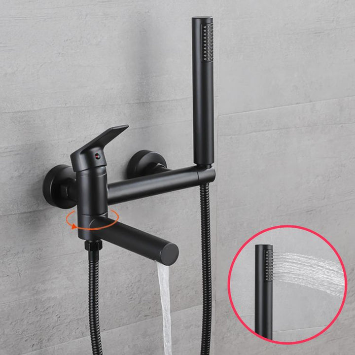 Lisslune | Lever Handle Bathtub Faucet Wall Mount Shower Hose Swivel Spout Bathtub Filling with Hand Shower