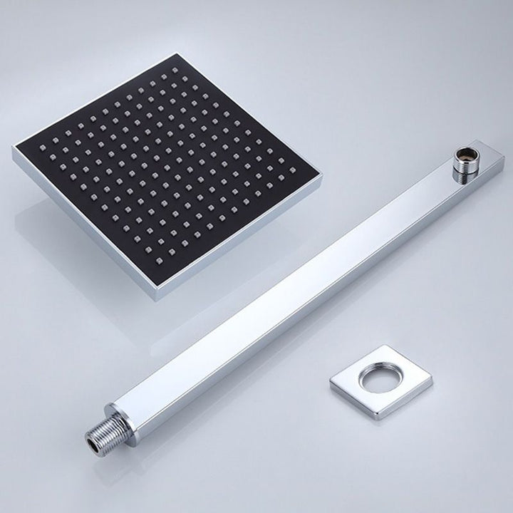 Lisslune | Modern square solid shower head with shower arm wall-mounted shower head made of stainless steel