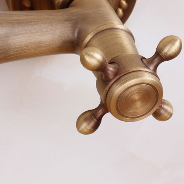 Lisslune | Traditional Wall-Mounted Metal Bathtub Filler Double Handles Waterfall Bathtub Faucet Trim