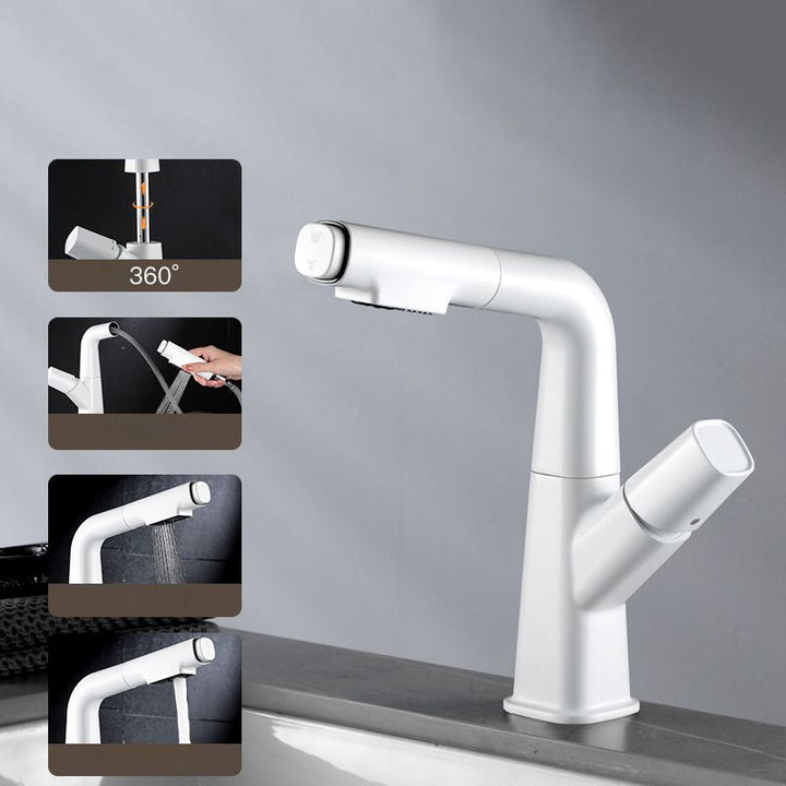 Lisslune | Brass Contemporary Sink Faucet Pull-Out Round Bathroom Faucet