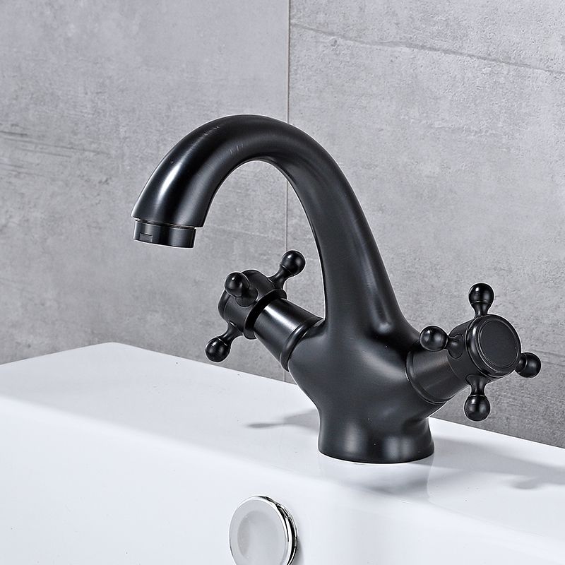 Lisslune | Bathroom Vessel Faucet Double Cross Handle Low Arc Industrial Sink Faucet