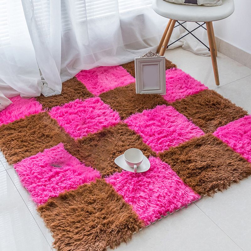 Lisslune | Bedroom Carpet Tiles Solid Color Square Shag Stain Resistant Carpet Tiles