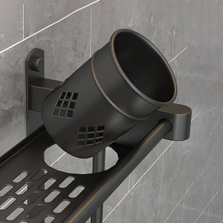 Lisslune | Modern Black Bathroom Accessories Stainless Steel Fitting Set Bathroom Shelf