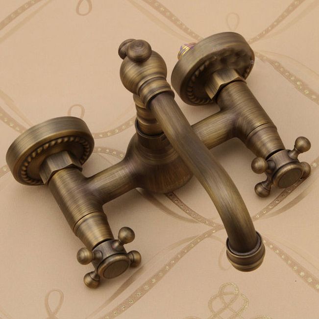 Lisslune | Traditional Wall-Mounted Copper Clawfoot Bathtub Faucet Trim Low Arc Clawfoot Bathtub Faucet