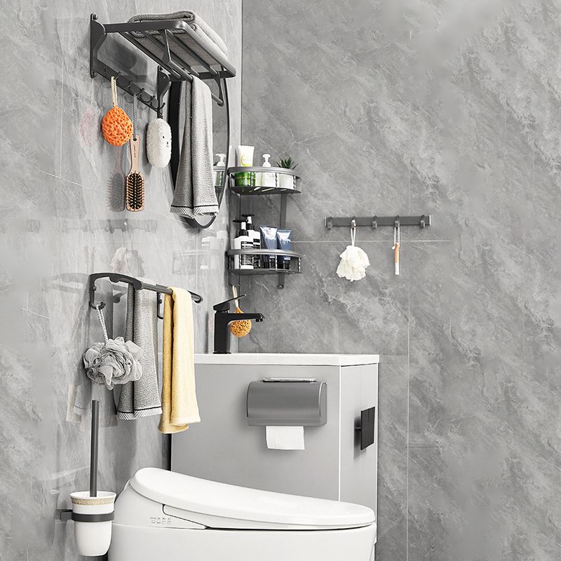 Lisslune | Gray 6/7-piece modern bathroom accessory set bathroom shelf/towel hooks/towel bar included