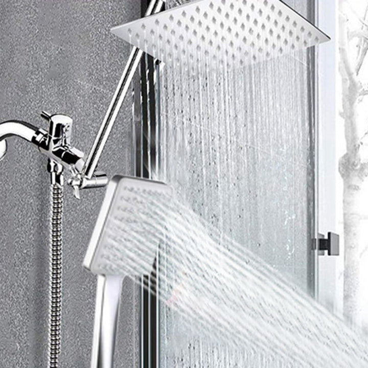 Lisslune | Contemporary Shower Combination Dual Shower Head Ceiling Mounted Metal Square Shower Head