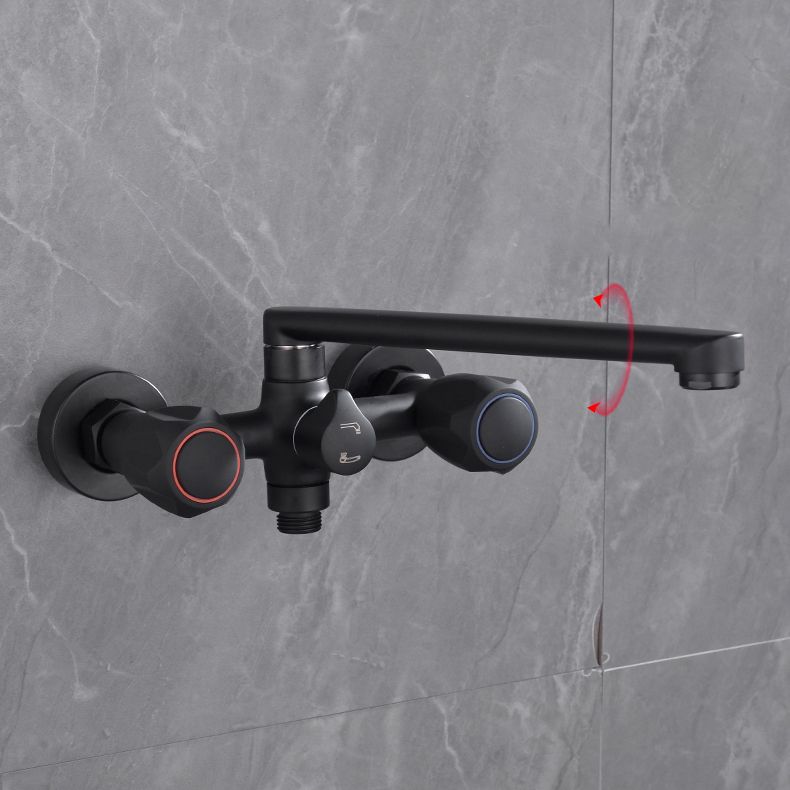 Lisslune | Modern Bathtub Faucet Trim Black Wall Mounted Swivel Spout with Hand Shower