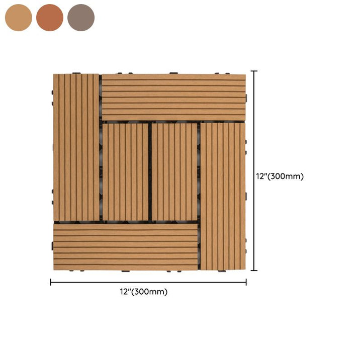 Lisslune | Square Click Patio Floor Tiles Stripe Pattern Tile Set Floorboard