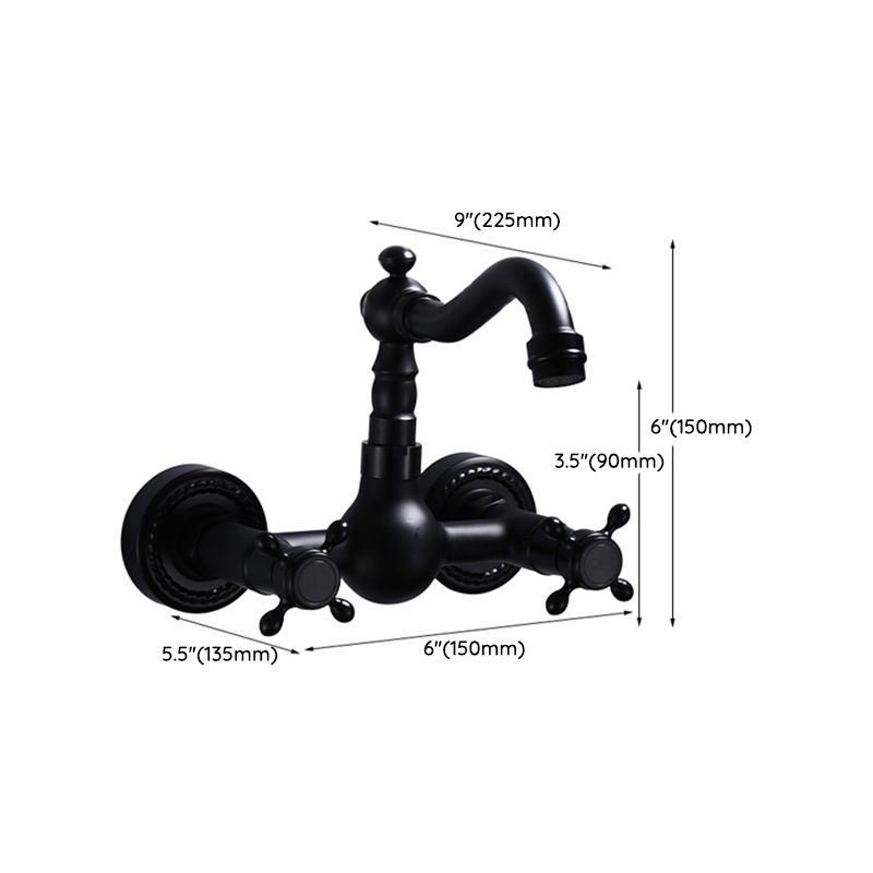 Lisslune | Black Wall-Mounted Bathroom Faucet American Classic Widespread Sink Faucet