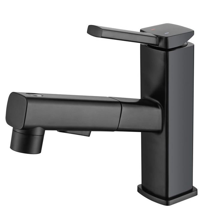 Lisslune | Contemporary Vessel Sink Faucet Copper Single Handle Low Arc Pull-Out Vessel Sink Faucet