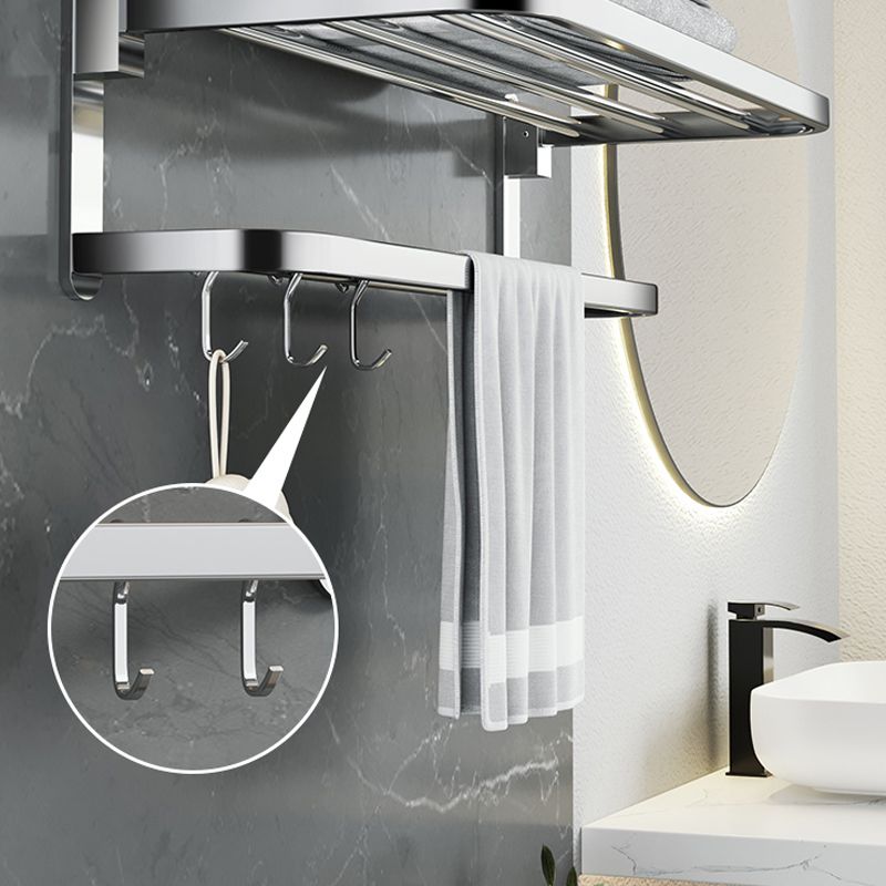 Lisslune | Polished Chrome Modern Bathroom Accessory Set in Stainless Steel with Bath Shelf/Towel Rail
