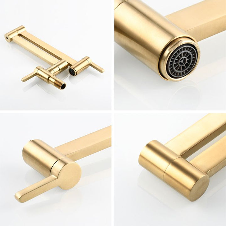 Lisslune | 1-handle brushed nickel widespread faucet 1 hole wall-mounted bathroom faucet with brass