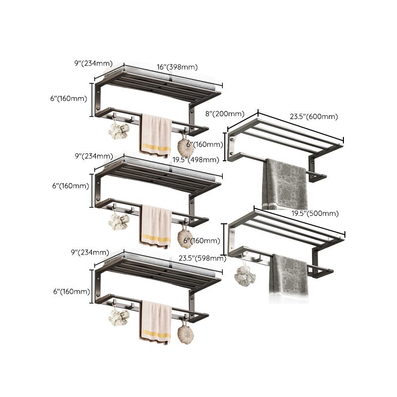 Lisslune | Modern bathroom accessory set bathroom shelf towel bar gray bath accessory set