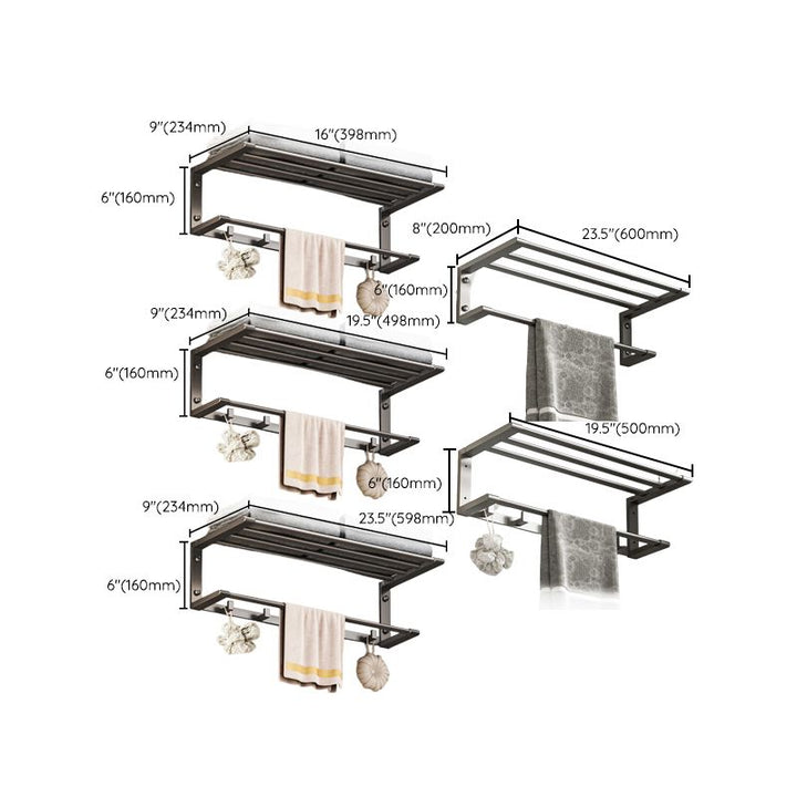 Lisslune | Modern bathroom accessory set bathroom shelf towel bar gray bath accessory set