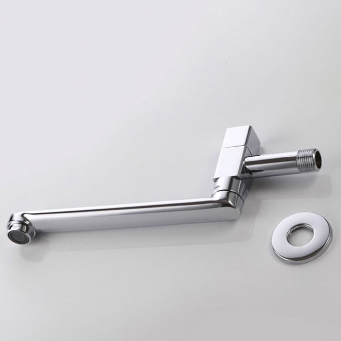 Lisslune | Contemporary Wall Mounted Bathroom Faucet Knob Handle Low Arc Swivel Solid Brass Faucet
