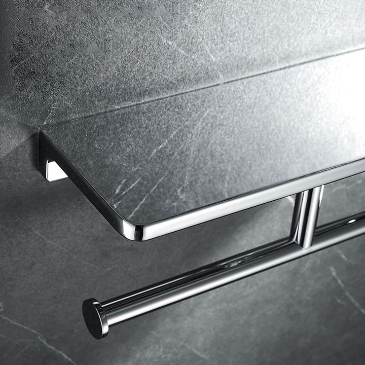 Lisslune | Contemporary 2-piece Bathroom Set in Polished Chrome Stainless Steel Toilet Paper Holder