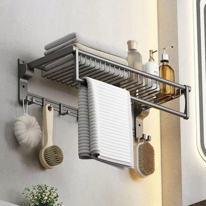 Lisslune | Matt gray bathroom accessory set bathroom shelf/towel holder & paper holder included