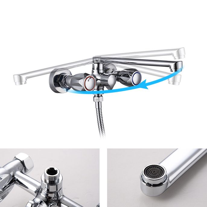 Lisslune | Contemporary Bathtub Faucet Trim Chrome Wall-Mounted Swivel Spout with Hand Shower