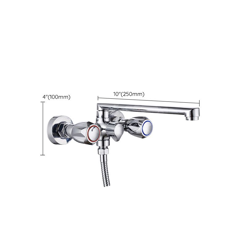 Lisslune | Contemporary Bathtub Faucet Trim Chrome Wall-Mounted Swivel Spout with Hand Shower