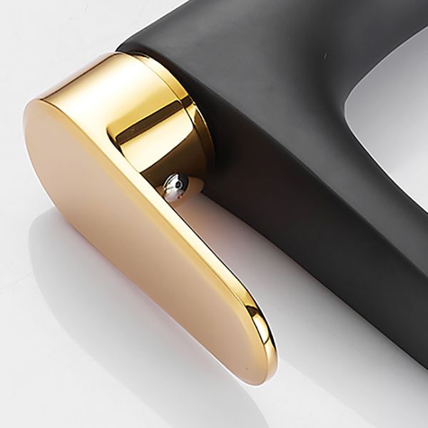 Lisslune | Black-Gold Vessel Sink Faucet Lever Handle Low Arc Vessel Faucet