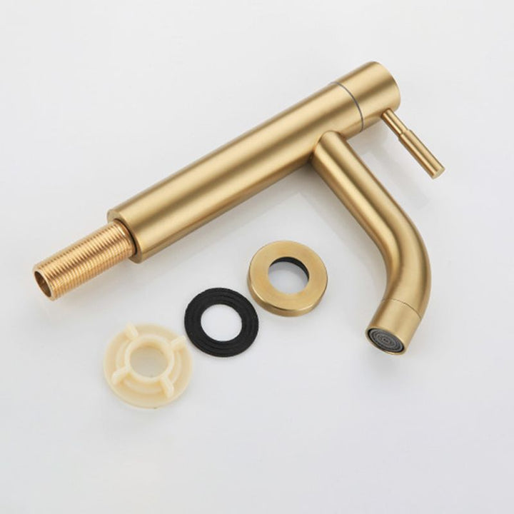 Lisslune | Round Single Handle Bathroom Faucet Single Hole Sink Faucet in Brushed Gold