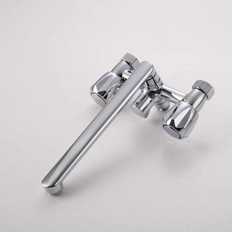 Lisslune | Contemporary Bathtub Faucet Trim Chrome Wall-Mounted Swivel Spout with Hand Shower