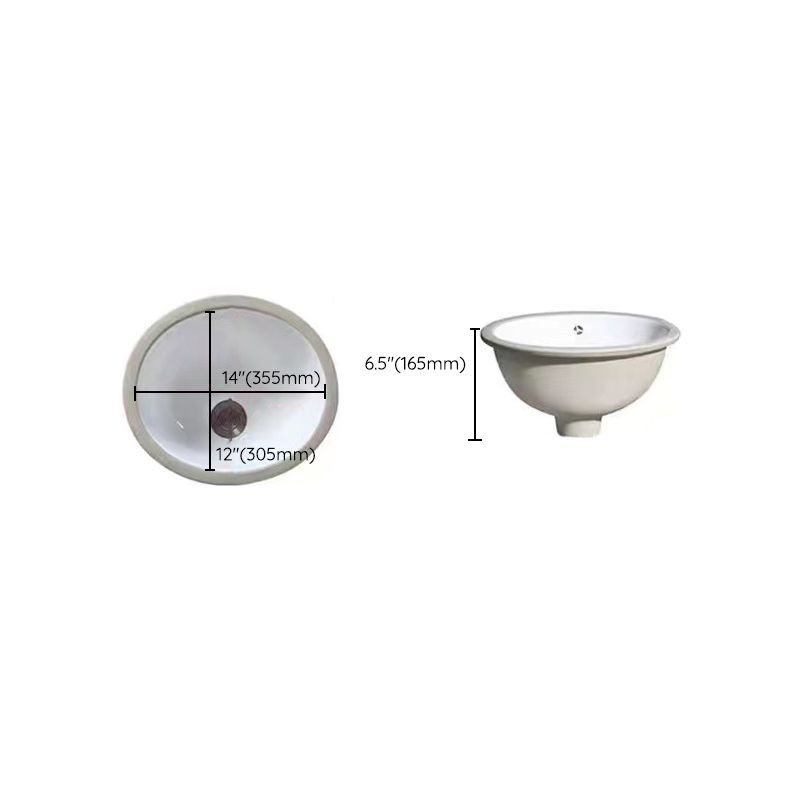 Lisslune | Modern Under-Mount Sink Oval Porcelain with Pop-Up Drain Sink