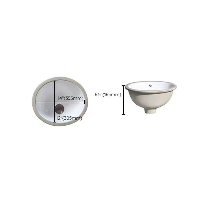 Lisslune | Modern Under-Mount Sink Oval Porcelain with Pop-Up Drain Sink