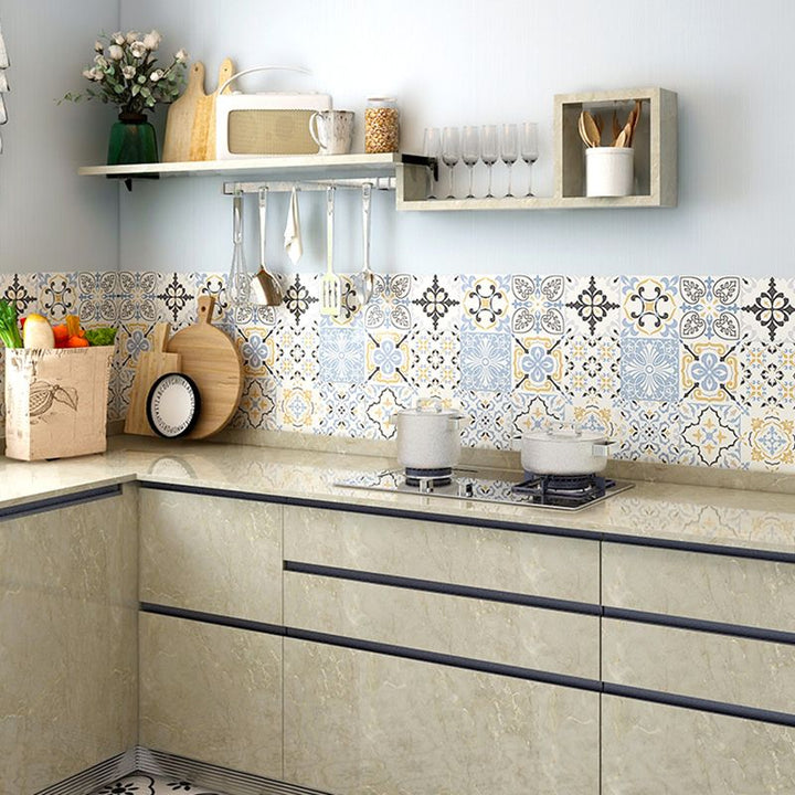 Lisslune | Classic Kitchen Back Wall Tiles Plaid Pattern Self-Adhesive Back Wall Tiles