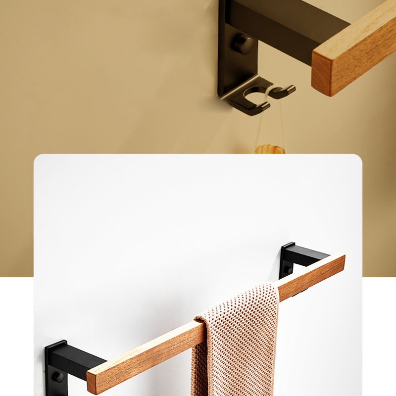 Lisslune | Wood and Aluminum Bath Accessory Set Black Bathroom Accessory Kit