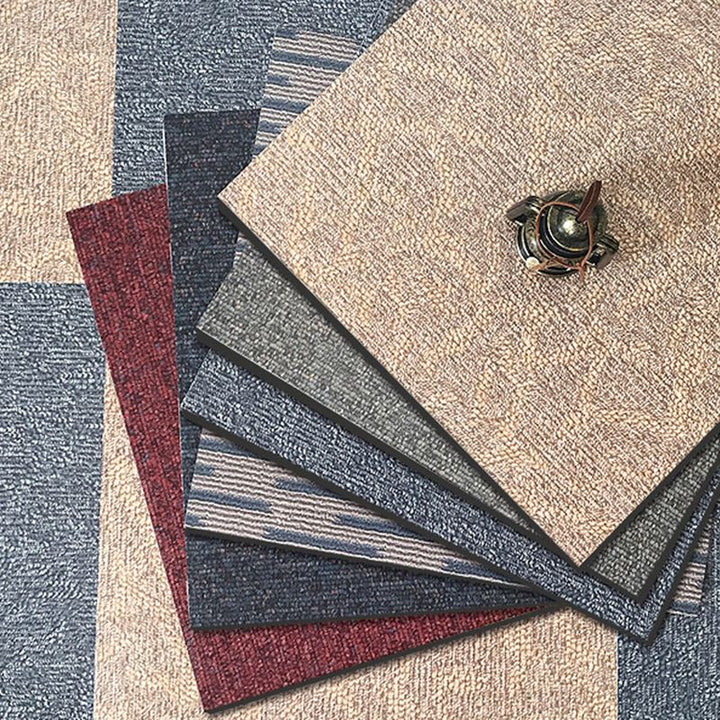 Lisslune | Modern Water-Repellent Plastic Flooring Fabric Look Square Edge Floor Tiles